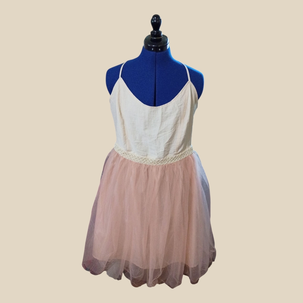 Forever 21 Cream and Pink Mini Dress Fairy Vibes Size 1X